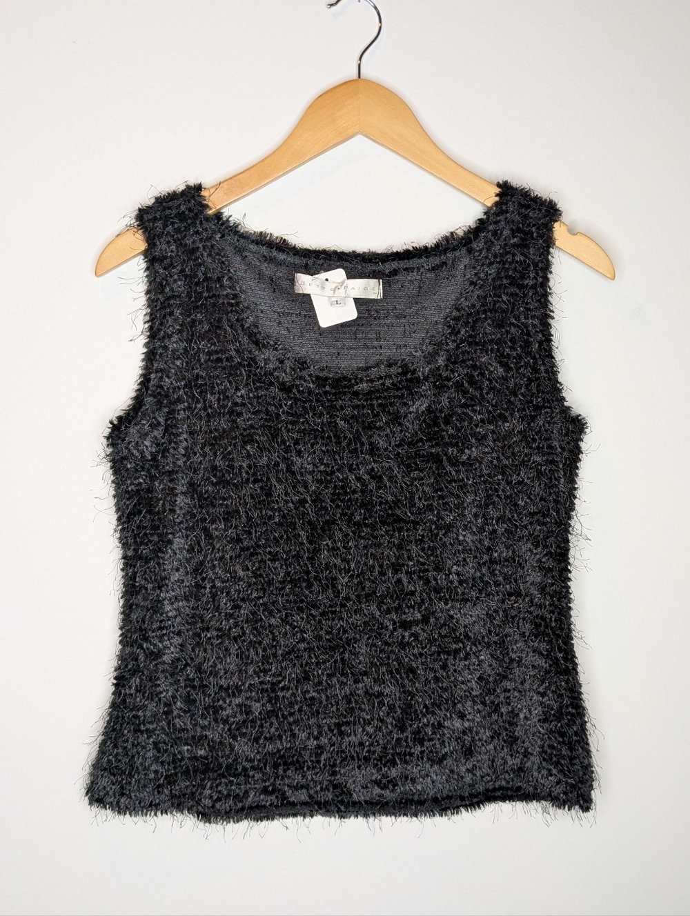 Y2K Vintage Black Fuzzy Tank Top Large